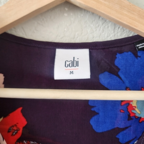 Cabi Juliet Ruffle Semi Sheer Floral Long Sleeve Top Business Casual Modest M - Picture 11 of 11